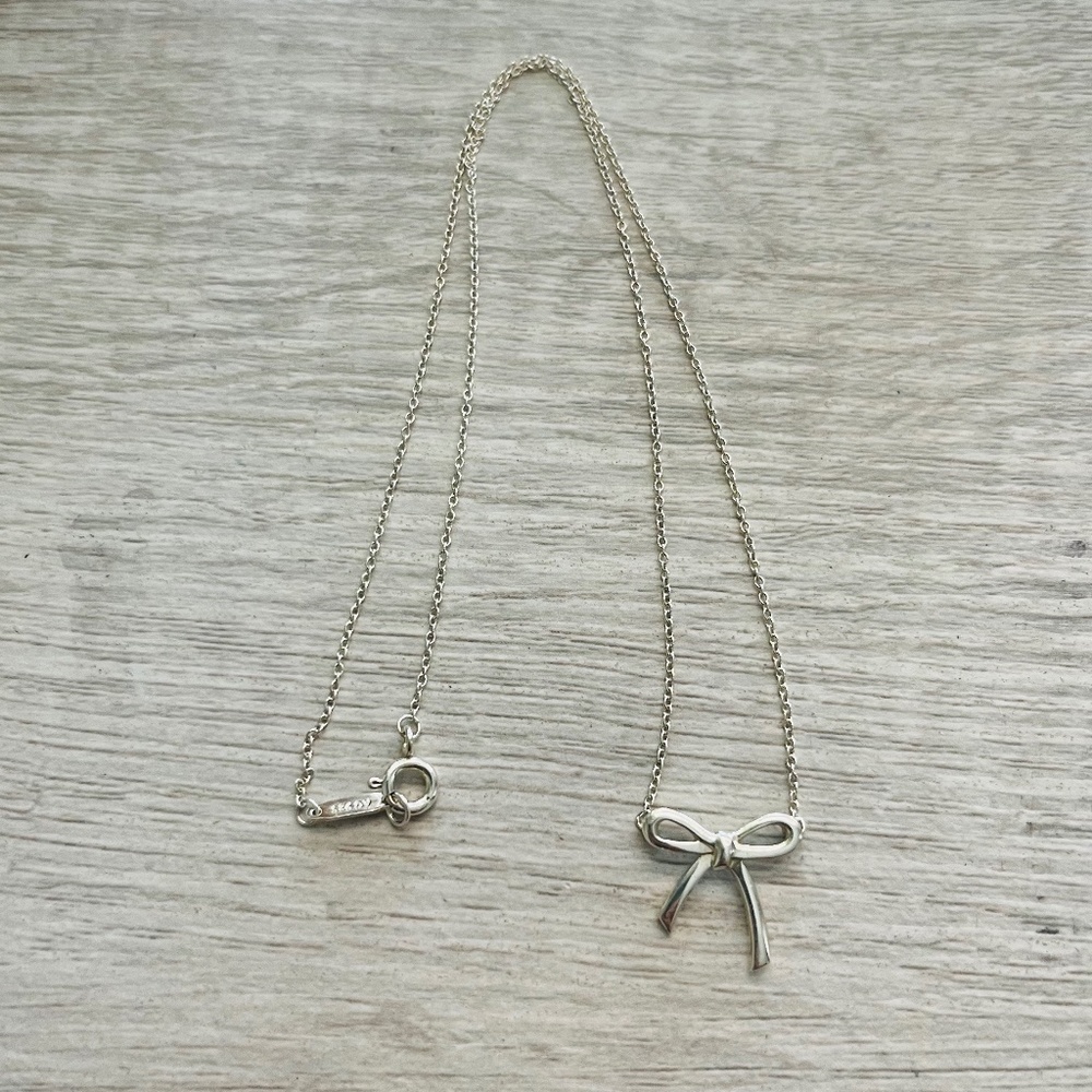Tiffany & Co. Retired Ribbon/Bow Necklace in Sterling Silver.